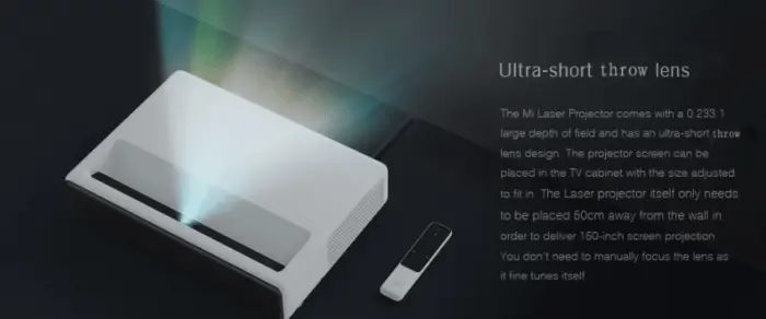 Xiaomi Mijia Ultrakurzdistanz Beamer geringer wandabstand nötig