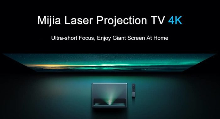 Xiaomi Mijia 4k Laser Ultrakurzdistanz Projektor Promotion Bild Projektor Draufsicht+ Leinwand