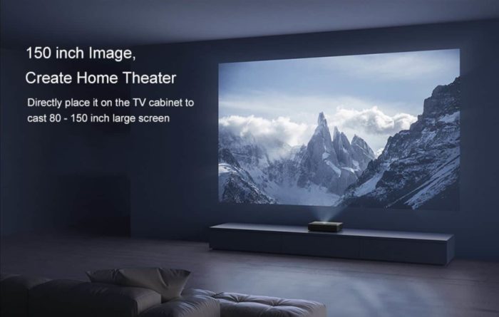 Xiaomi Mijia 4k Laser Ultrakurzdistanz Projektor Promotion Bild Beamer + Leinwand