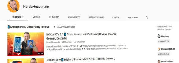 NerdsHeaven.de YouTube China Handy Reviews