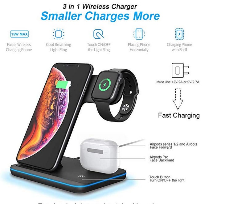 3in1 Wireless Charger Features