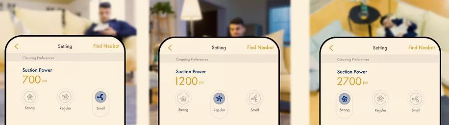 Neabot NoMo Saugleistung per App einstellen