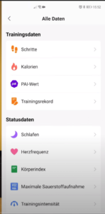 Amazfit Bip S Messergebnisse alle Daten