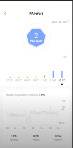 Amazfit Bip S Messergebnisse PAI Wert