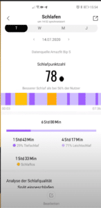 Amazfit Bip S Messergebnisse Schlafüberwachung
