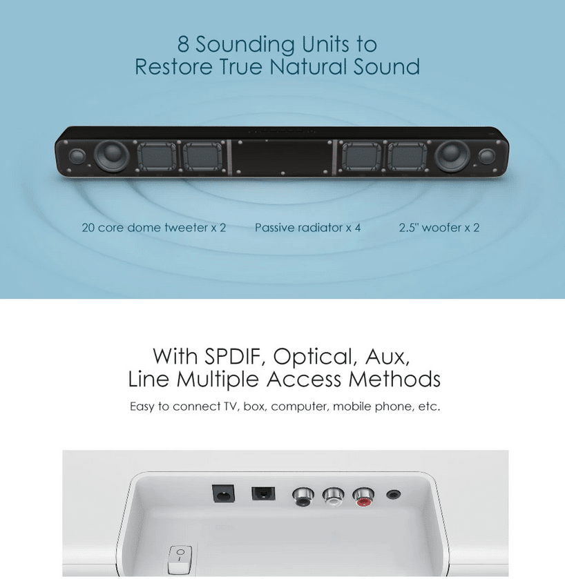 Xiaomi TV Soundbar Anschlüsse und Lautsprecheraufbau