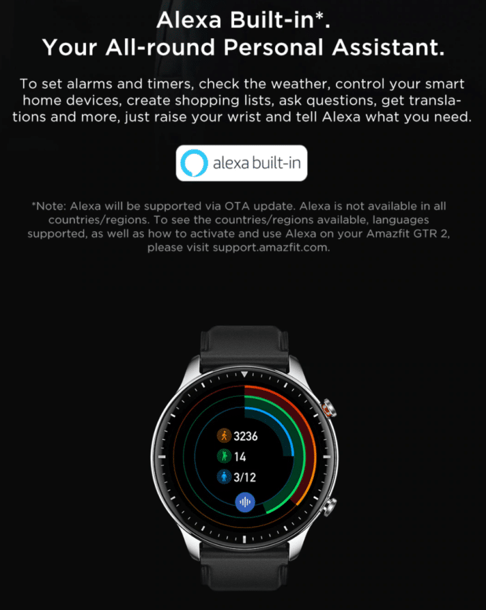 Amazfit GTR 2/e Amazons Alexa mit an Board