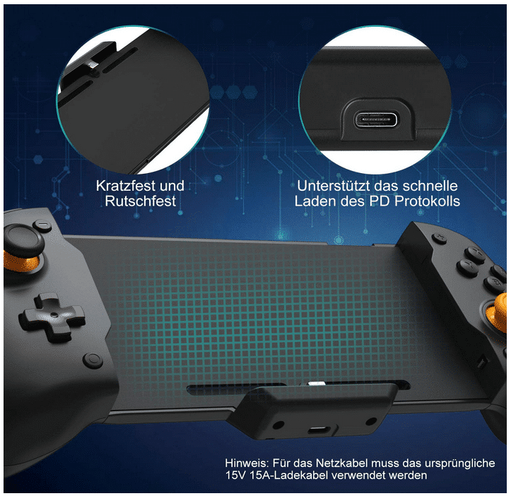 Zacro Switch Controller Rutschfest und PD USB-C Port