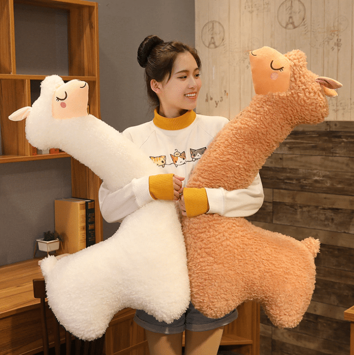 Alpaka Plüschtier KAWAII Braun + Weiß 