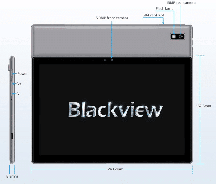 Blackview Tab 9 Bedienelemente und Ausstattung