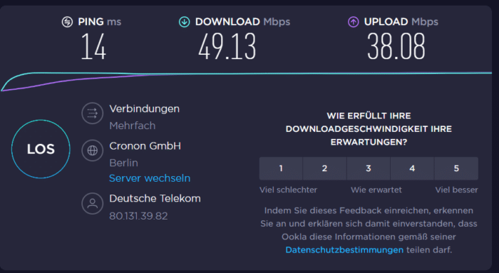 KUU A10 WLAN Geschwindigkeit