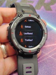 Amazfit T-Rex Pro Menüs und System+ Sport Profile