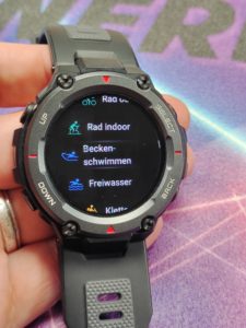 Amazfit T-Rex Pro Menüs und System+ Sport Profile