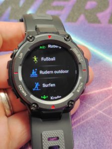 Amazfit T-Rex Pro Menüs und System+ Sport Profile