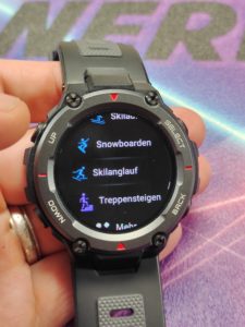 Amazfit T-Rex Pro Menüs und System+ Sport Profile