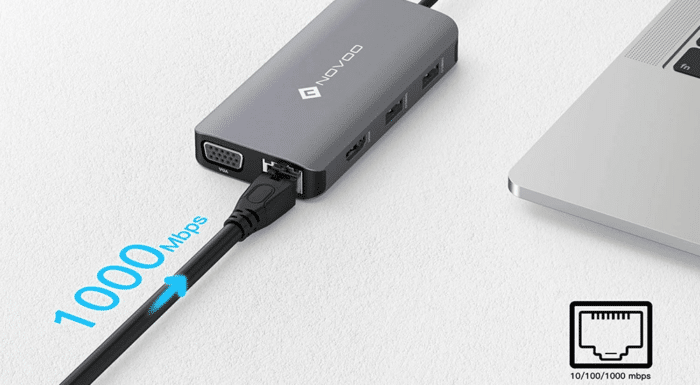 Novoo 9-in-1 USB- Hub 1000 Mbps LAN