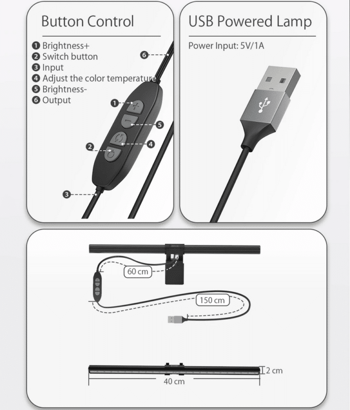 Blitzwolf Monitorlampe Fernbedienung und Anschluss 