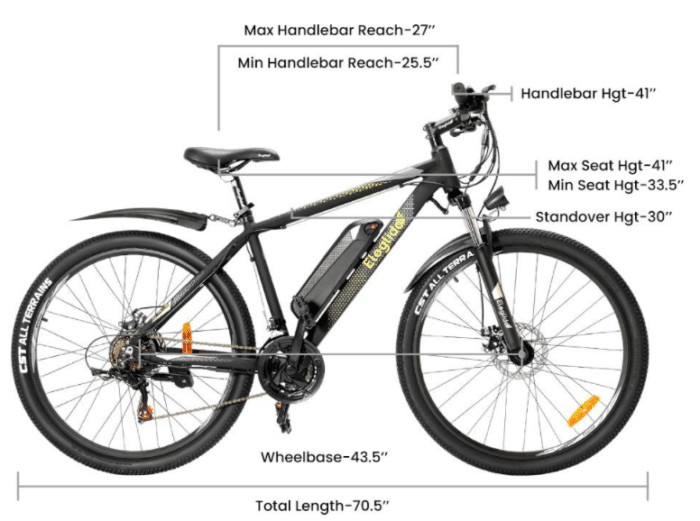 Eleglide M1 Plus E-Bike Abmessungen