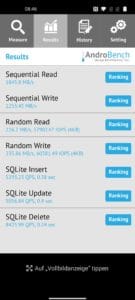 OnePlus Nord 2 Test Screenshoots Lese- & Schreibraten
