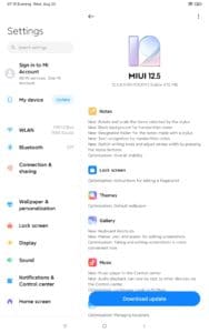 Xiaomi mi Pad 5 Pro Screenshoot System Updates
