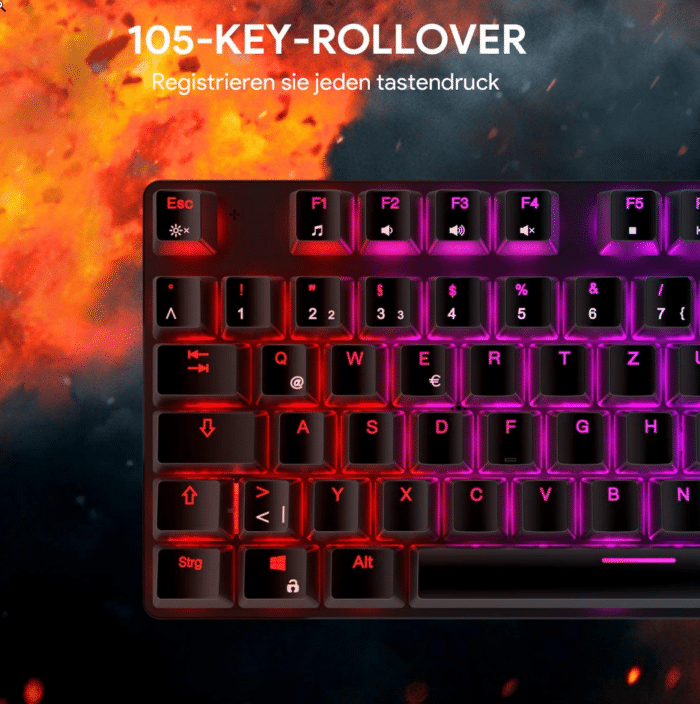Aukey RGB Beleuchtete Tastatur 105-Key-Rollover