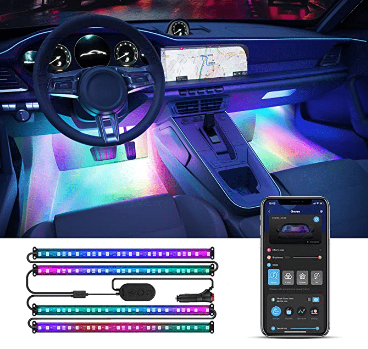 zggzerg LED Stripe LED-Innenbeleuchtung Auto, 4 LED Streifen mit APP und  Fernbedienung