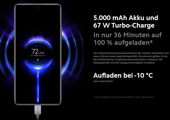 Xiaomi Mi 11T 67 Watt Schnellladen