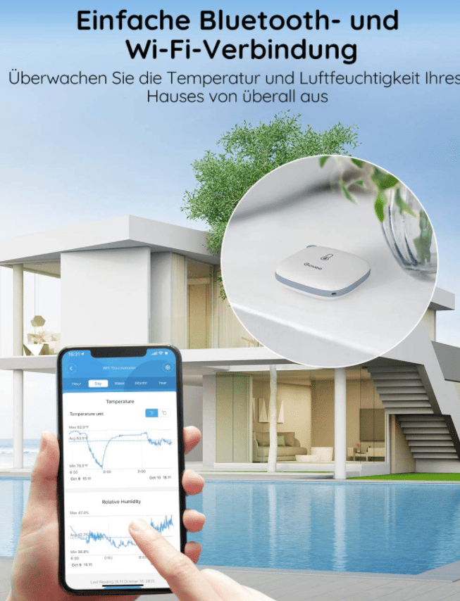 Govee WLAN Thermometer Hygrometer Innen per Bluetooth und Wi-Fi-Verbindung zu koppeln