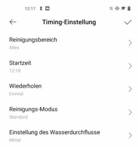 Dreame Bot D9 Max App Timing Einstellung