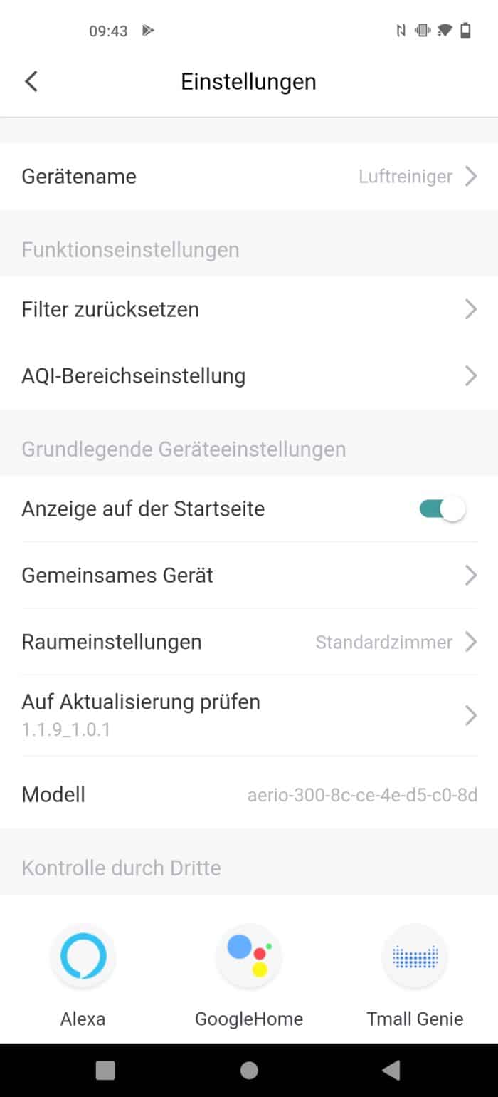 Zigma Aerio-300 Luftreiniger, Zigma App Steuerung