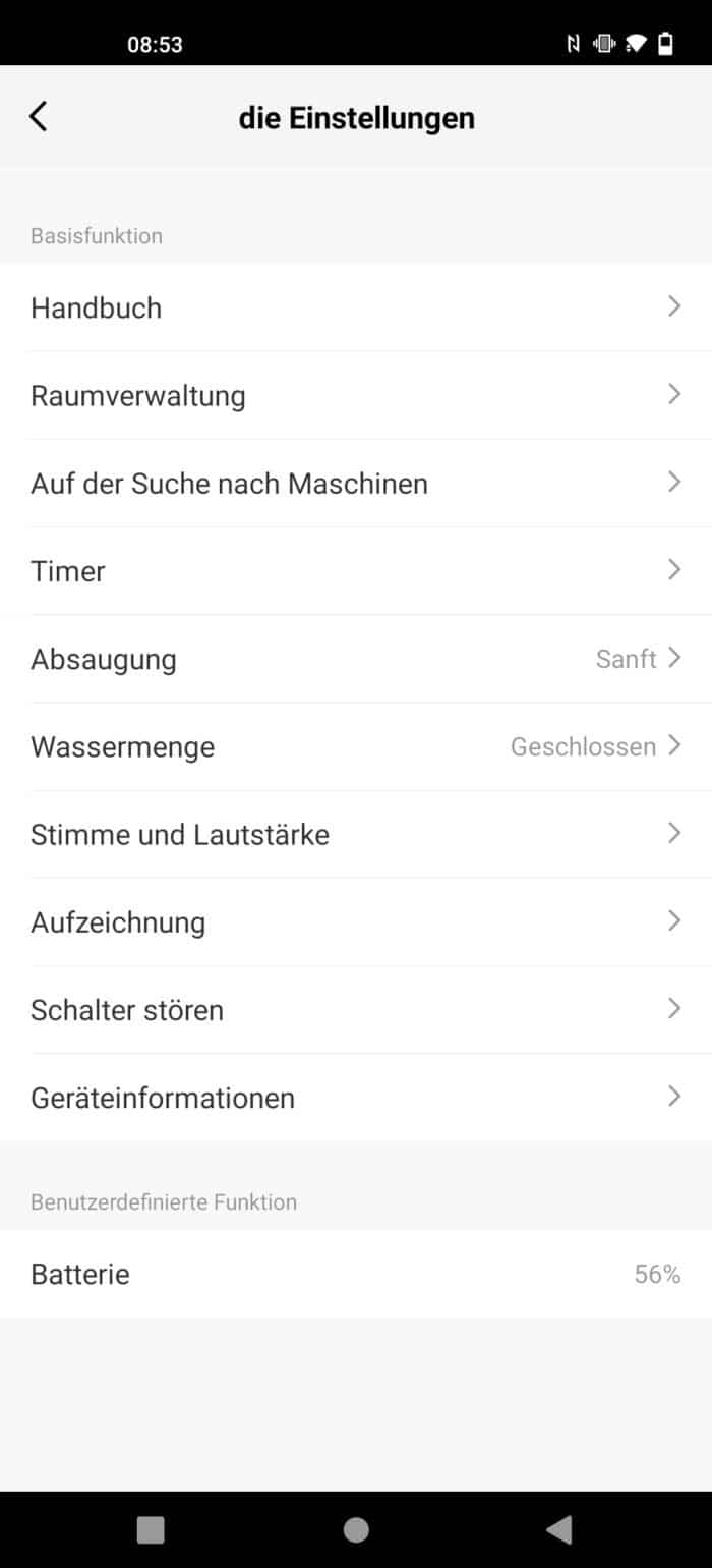 Tesvor S4 App Einstellungen