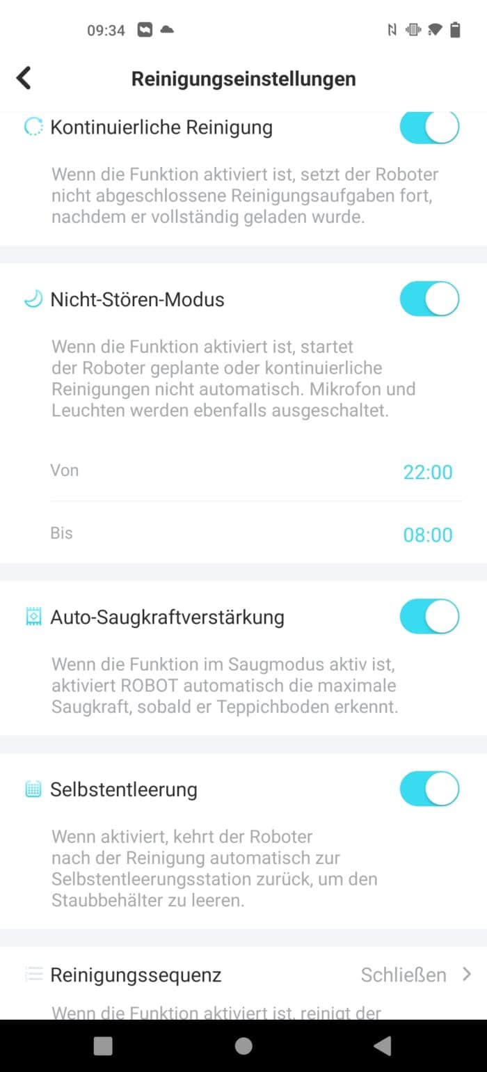 Yeedi vac max App Auto-Saugkraftverstärkung