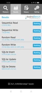 Realme GT Neo 2 Test Screenshots Lese- & Schreibraten
