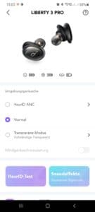 Anker Soundcore Liberty 3 Pro Screenshots aus der Soundcore App