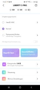 Anker Soundcore Liberty 3 Pro Screenshots aus der Soundcore App