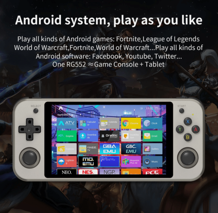 ANBERNIC RG552 mit Android Betriebssystem und Tablet Modus