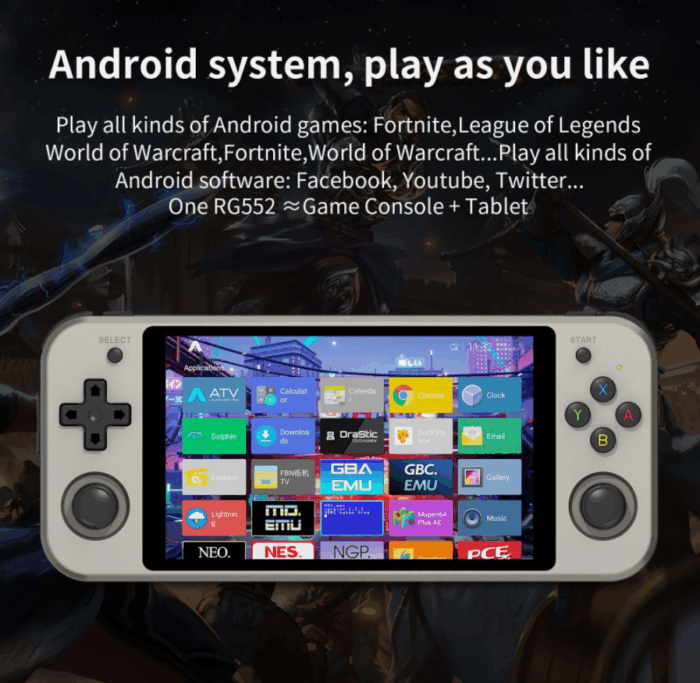 ANBERNIC RG552 mit Android Betriebssystem und Tablet Modus