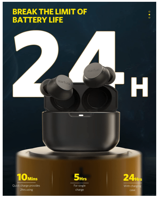 EarFun Free Mini bis zu 24 Stunden Akkulaufzeit