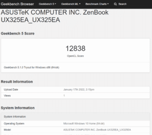 ASUS ZenBook 13 OLED UX325EA Test Performance Geekbench
