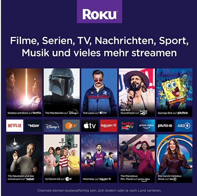 Roku Streaming Stick 4K unterstützte Streamingdienste