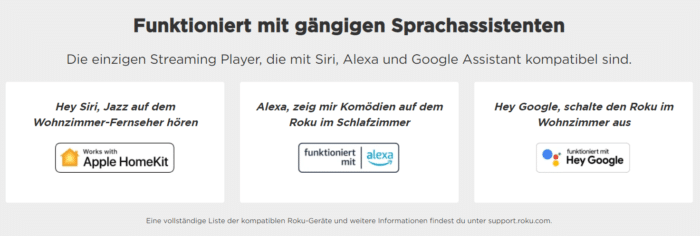 Roku Streaming Stick 4K Amazon Alexa, Apple HomeKit und google Assistent Kombatibel