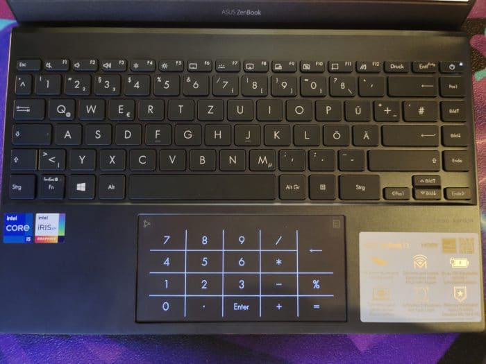 ASUS ZenBook 13 OLED UX325EA Numblock im Touchpad