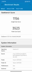 Xiaomi 12 Pro Screenshoot Geekbench 4