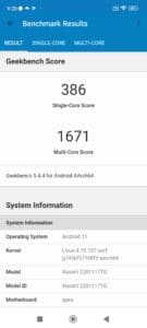 Xiaomi Redmi Note  11 Screenshot Geekbench