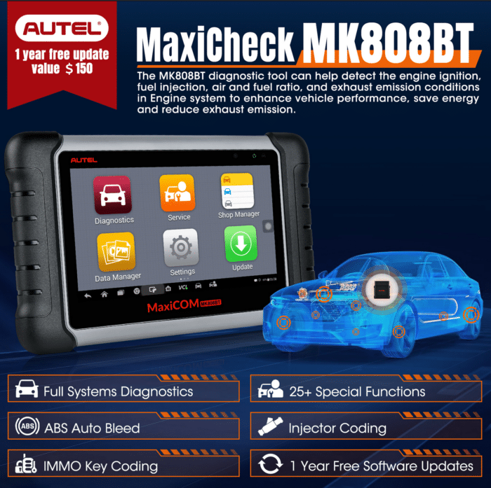 Autel MaxiCOM MK808BT OBD2 Autodiagnose-Scan-Tool