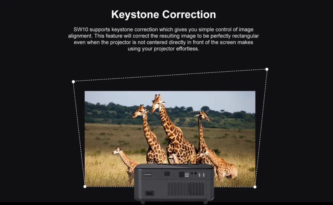 Surewheel SW10 Full-HD Beamer keystone korrektur