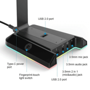 EKSA W1 7.1 Virtual Surround Sound RGB Headset Stand