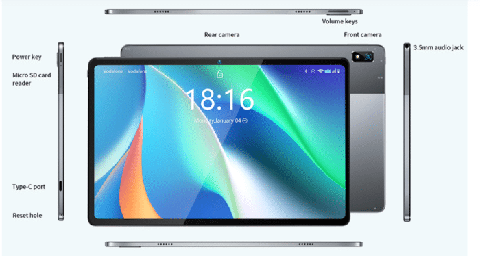 BMAX MaxPad i11 Bedienelemente und Kamera