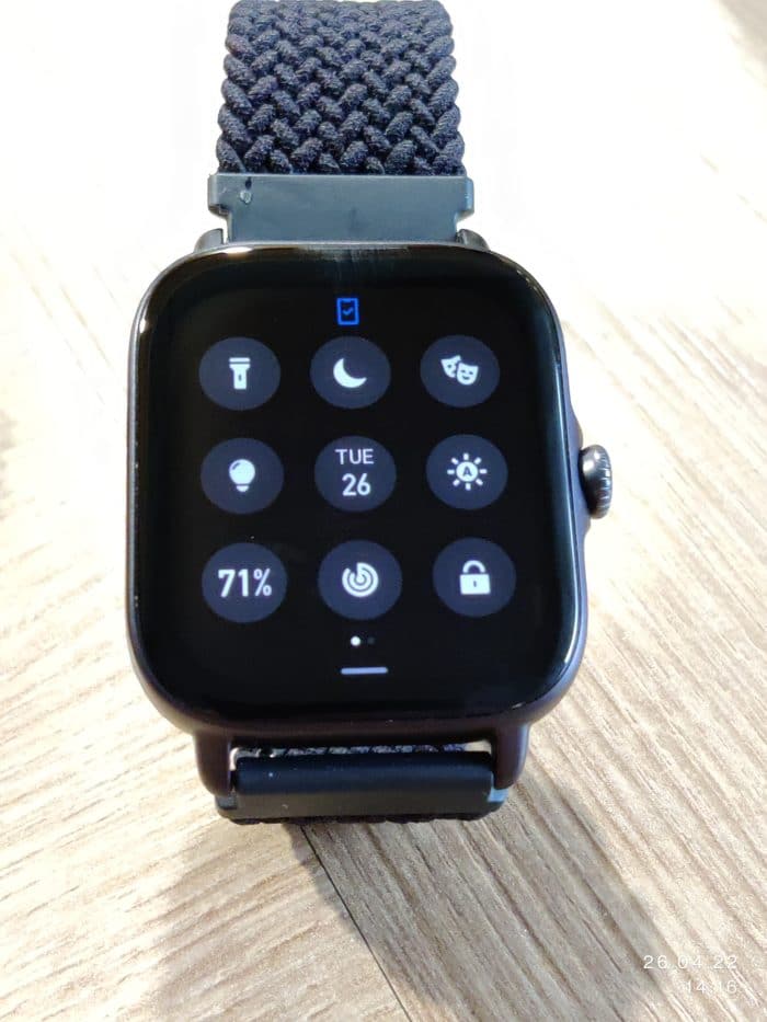 Amazfit GTS 3 Smartwatch Quick Menü im Überblick