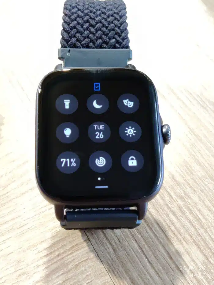 Amazfit GTS 3 Smartwatch Quick Menü im Überblick